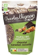 CHARLES VIGNON MUESLI BIO CROUSTILLANT CHOCOLAT CARAMEL NOISETTE