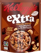 KELLOGG'S KNAPPE HAVERCLUSTERS MET STUKJES PURE CHOCOLADE EN HAZELNOTEN.