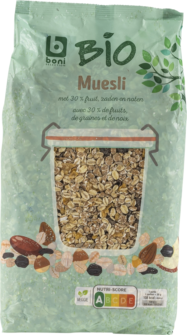 BONI SELECTION BIO (COLRUYT) MUESLI MET 30 FRUIT, ZADEN EN NOTEN test