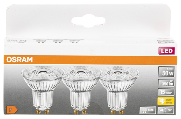 OSRAM LED-Spot PAR16 35, 2700K Warmweiß, 2,4W, GU10, 230 Lumen, 36° Abstrahlwinkel, Nicht Dimmbar